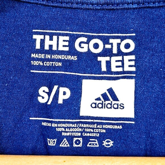 Adidas Blue The Go-To‎ Tee Shirt Mens S 100% Cotton ~SS146.5 - Picture 2 of 3